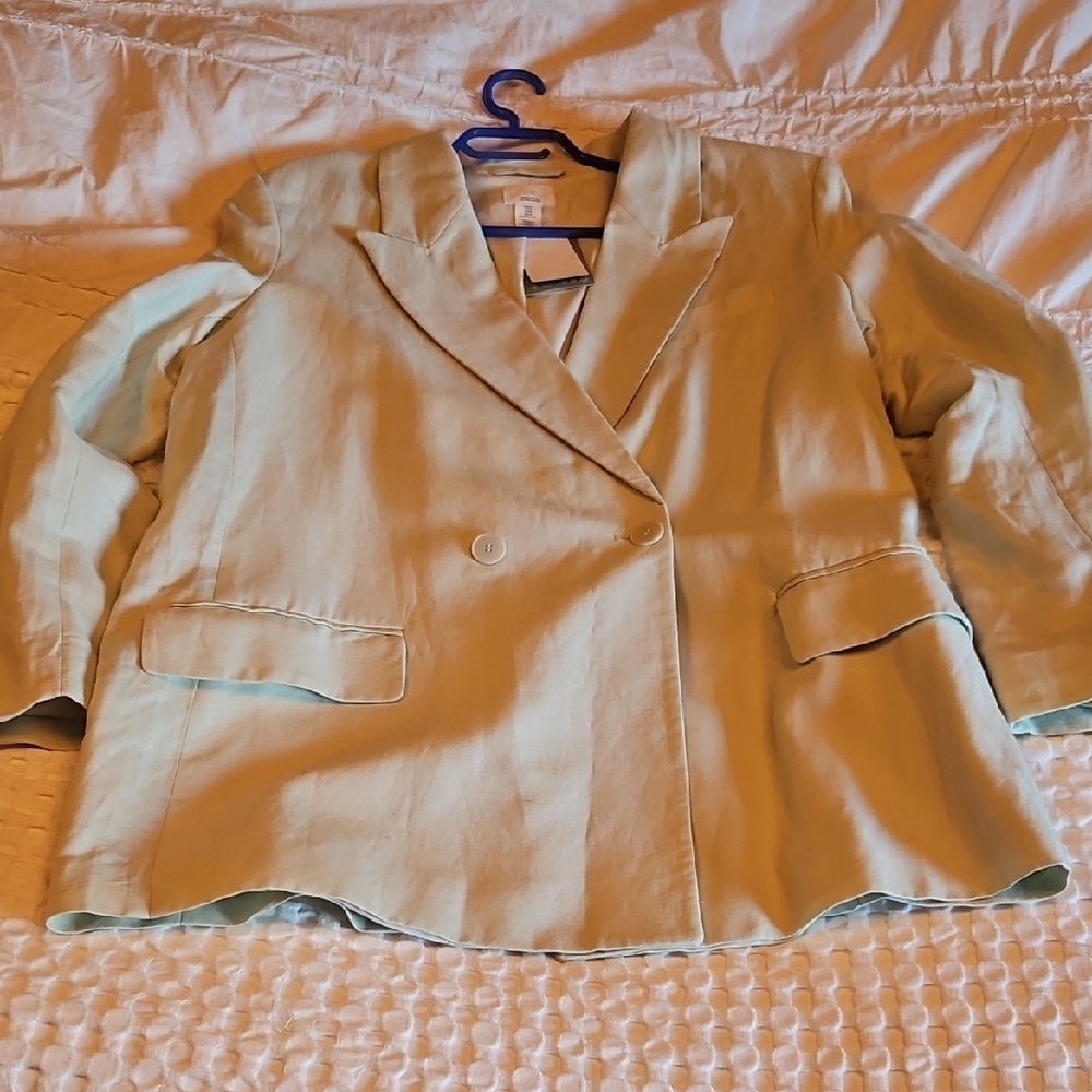 H&M Light Green Linen Blazer Medium